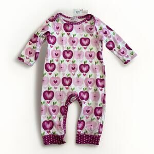 Pete & Lucy Apple A Day Romper Baby Size 9-12 Months Pink NEW NWT